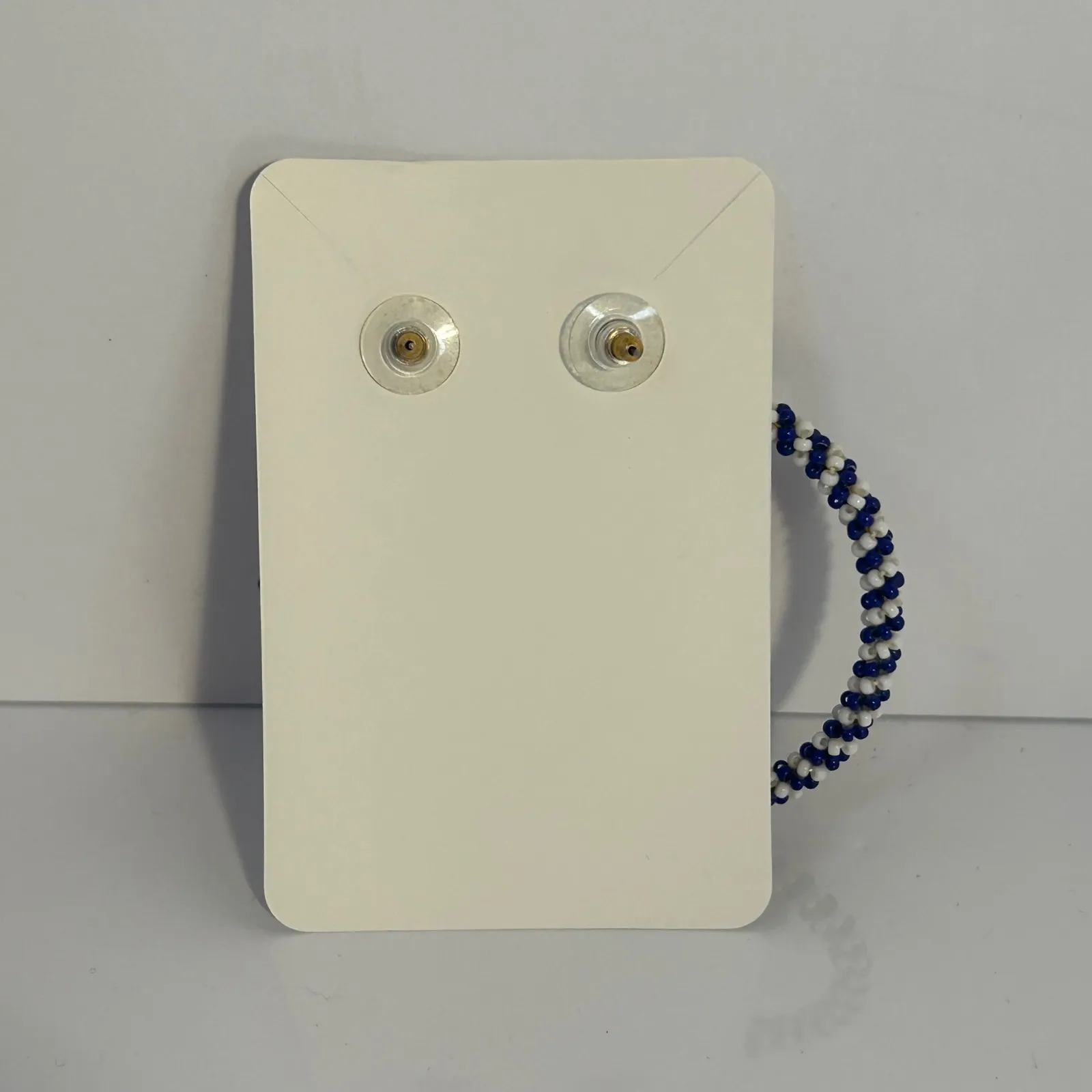 J. Crew Beaded Hoop Earrings Blue White Spiral Design Statement Dangle Earring - Image 2