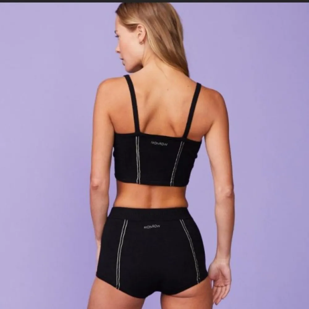 NWT Monrow Knit Tube Top Tank Top Sweater Cropped Black Retro Tennis Preppy sz L Size L - Image 2