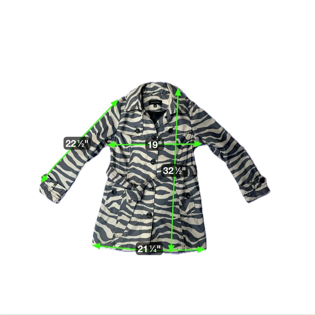 Jones New York Zebra Print Button Up Trench Coat - Size Medium - Image 2