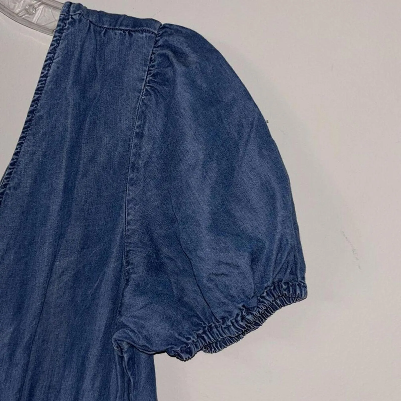 Chelsea & Violet blue denim short sleeve long pants jumpsuit romper, pant suit - Image 3