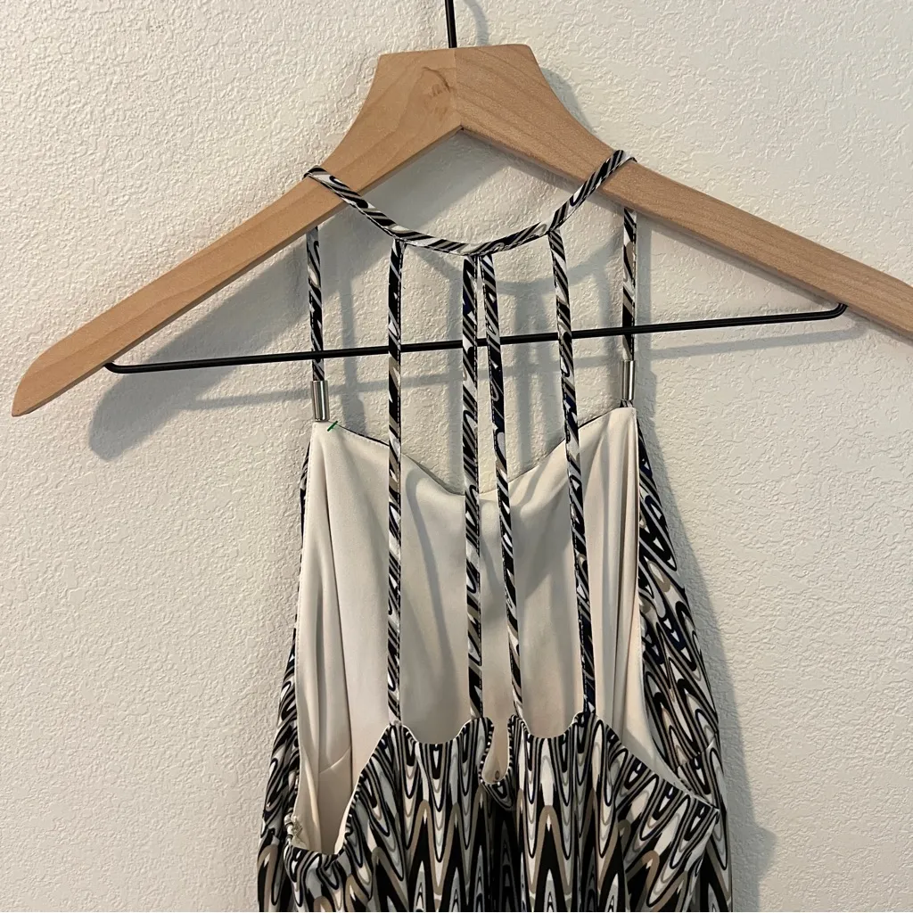 Kensie Women's Sound Waves Printed Cami Dress Halter Neck Shift Chiffon‎ Size M - Image 5