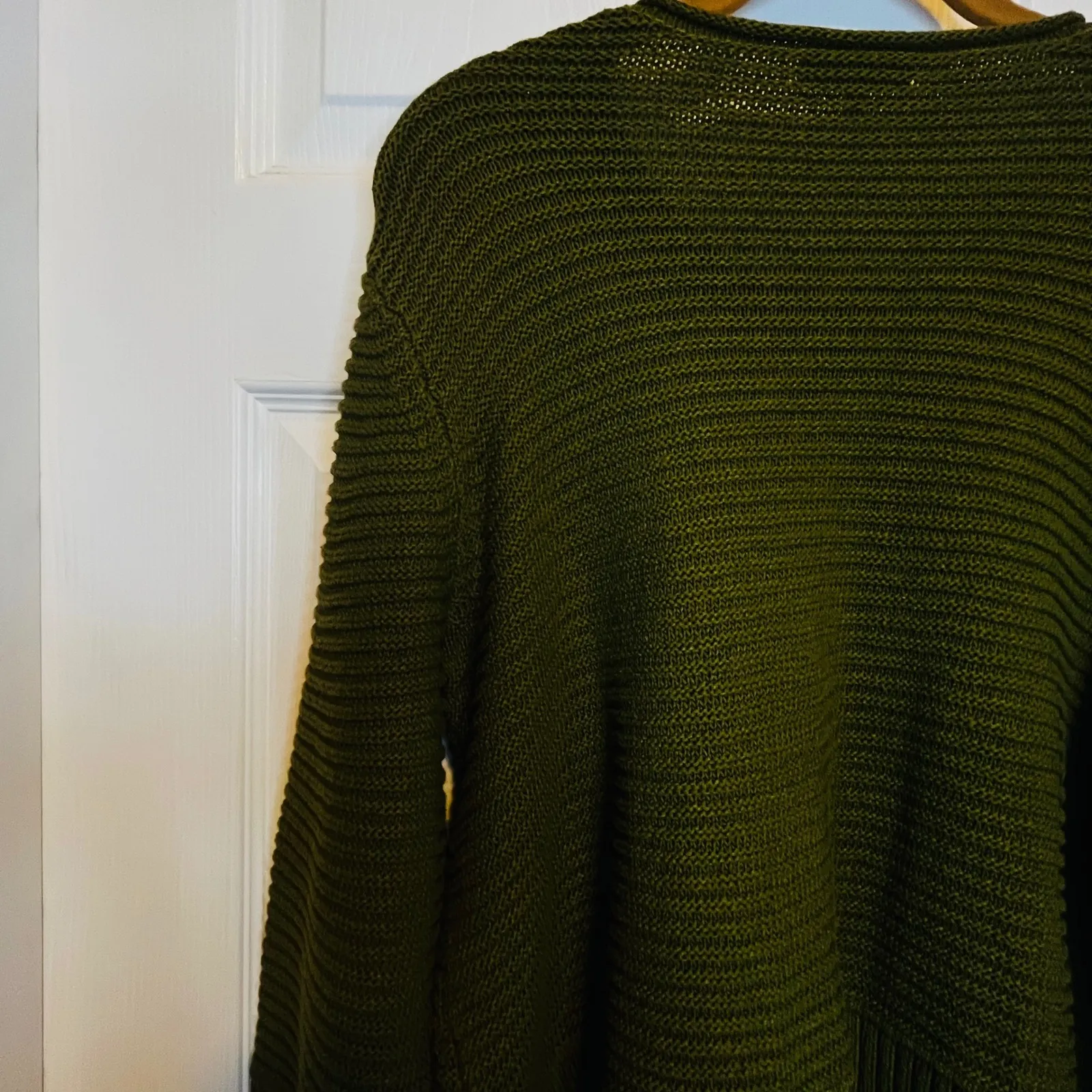 Habitat Olive Green Ribbed Knit Sweater Pullover Long Sleeve Relaxed Fit L - Image 5