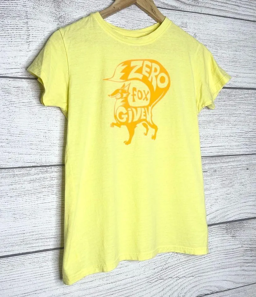 Zero Fox Given Yellow & Orange Graphic T-Shirt Top Size Large - Image 4