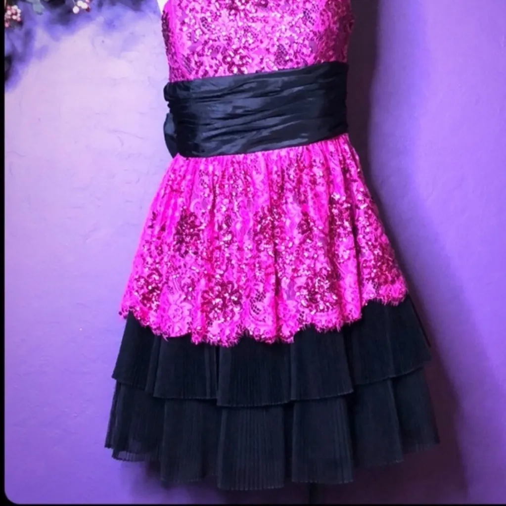 Betsey Johnson Vintage Aesthetic Fuchsia Sequin Lace & Tulle Party Dress
2 Y2K - Image 3