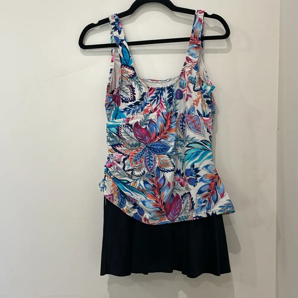 Azul by Maxine of Hollywood Tropical Floral Swim Dress Sz 10 One Piece Swimsuit - Image 6