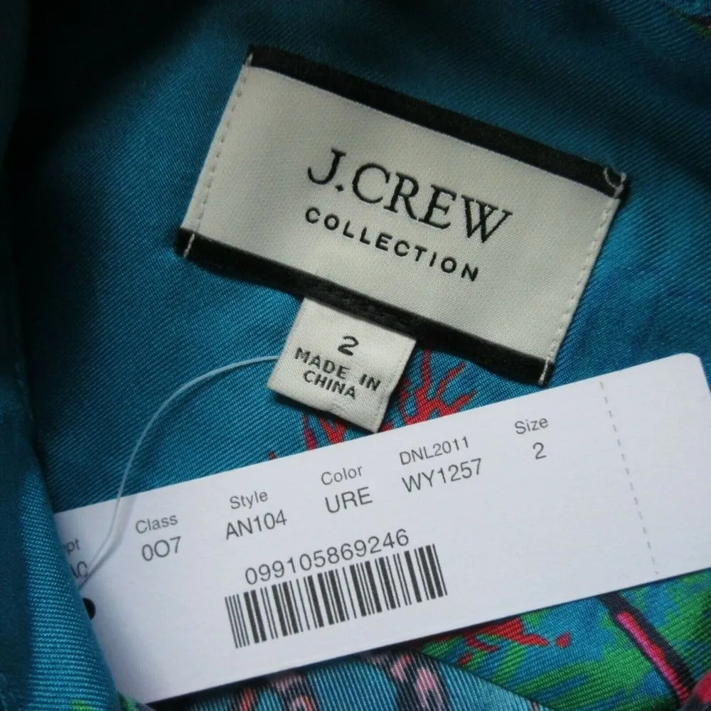 NWT J.Crew Collection Silk-twill Shirt in Ultramarine Red Lobster Print Top 2 - Image 3