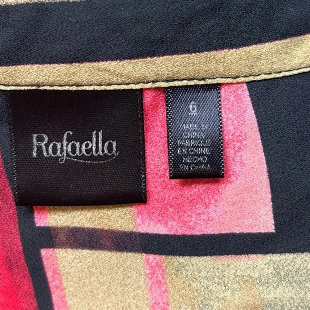 Rafaella Multicolor Geometric Print Button Up Bell Sleeve Midi Shirt Dress Sz 6 - Image 9