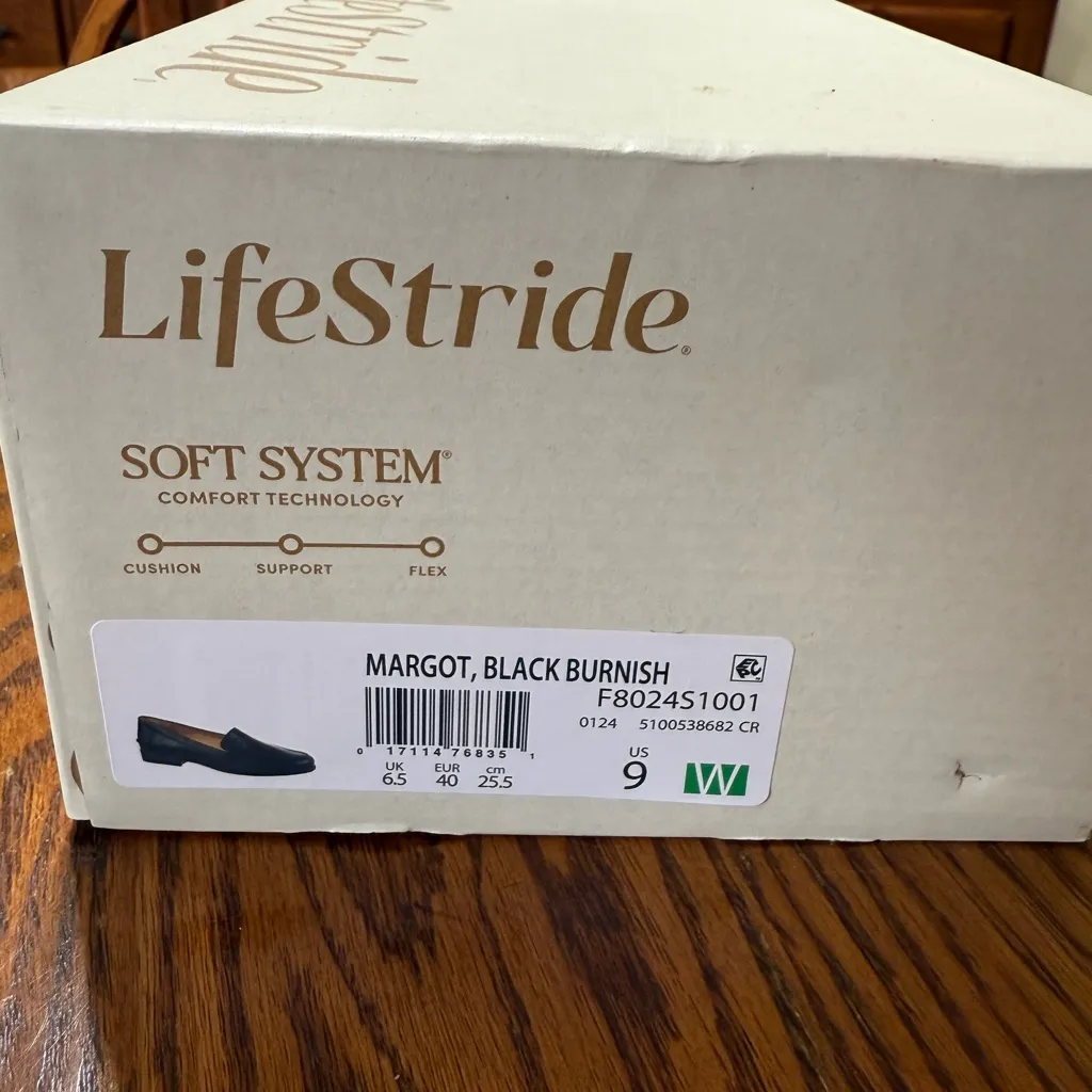 Life Stride Soft System Margot Loafers Black Burnish Size 9W New - Image 6