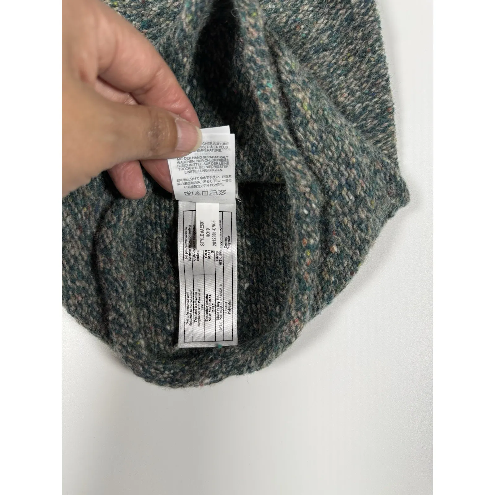 Madewell Lamb Wool Faux Fur Pom Pom Midnight Green Knit Beanie‎ Women One Size - Image 5