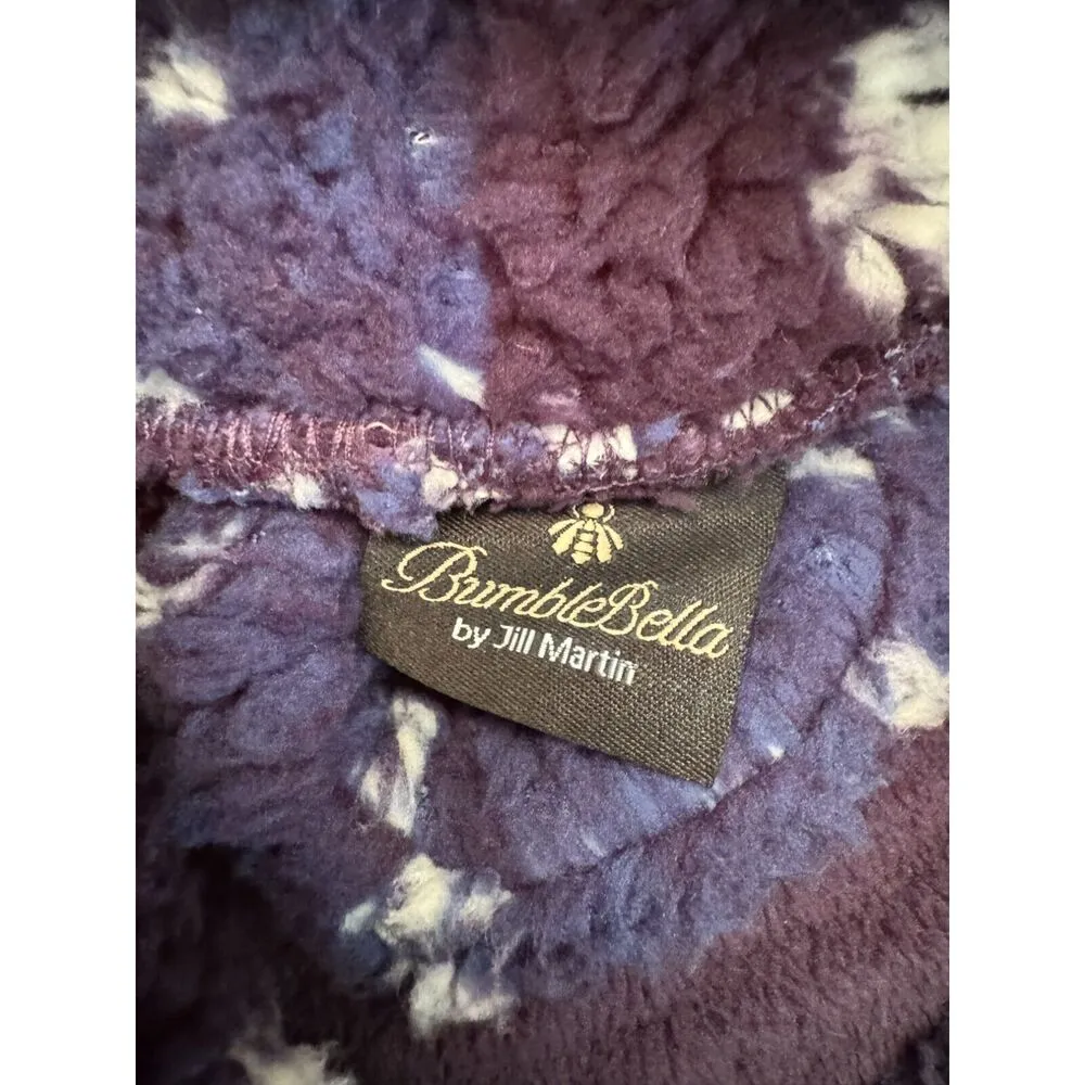 BumbleBella by Jill Martin Regular Sherpa Shawl Collar Button Lounger Navy XS/S Blue - Image 14