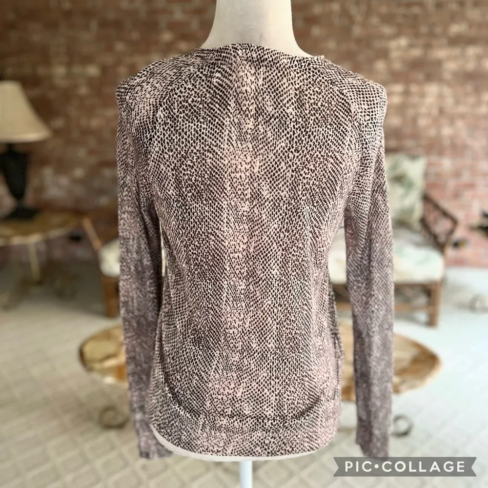 NWT Loft Cardigan Snakeskin Print Sweater Pink Brown S Lightweight Chic Office - Image 10