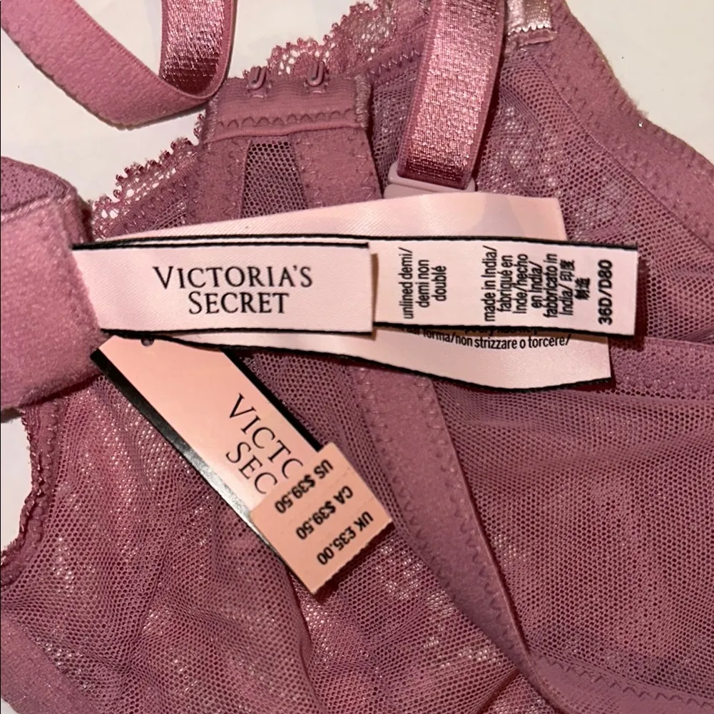 Victoria’s secret unlined lace bra 36D new with tags in pink/purple - Image 11