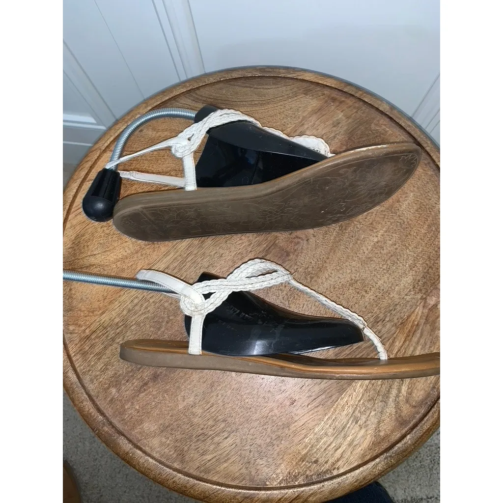 X-Appeal Women's Black Flat Sandals Size 9.5 Floral Sole‎ Design - Image 7