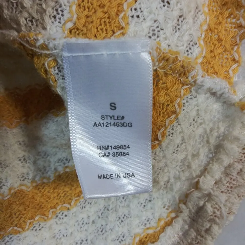 Sadie & Sage Yellow Stripe V Neck Knit Sweater Top Size Small - Image 7
