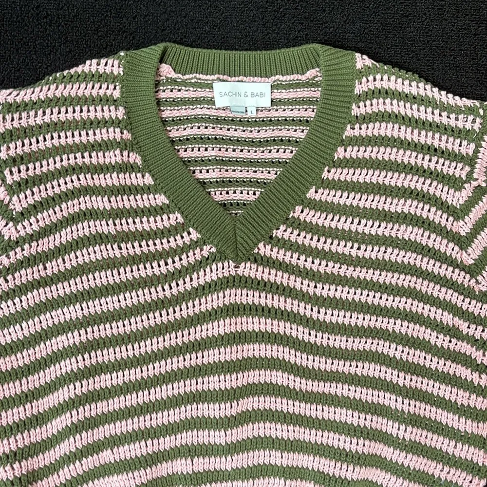 Sachin & Babi green and pink striped knit - Image 2