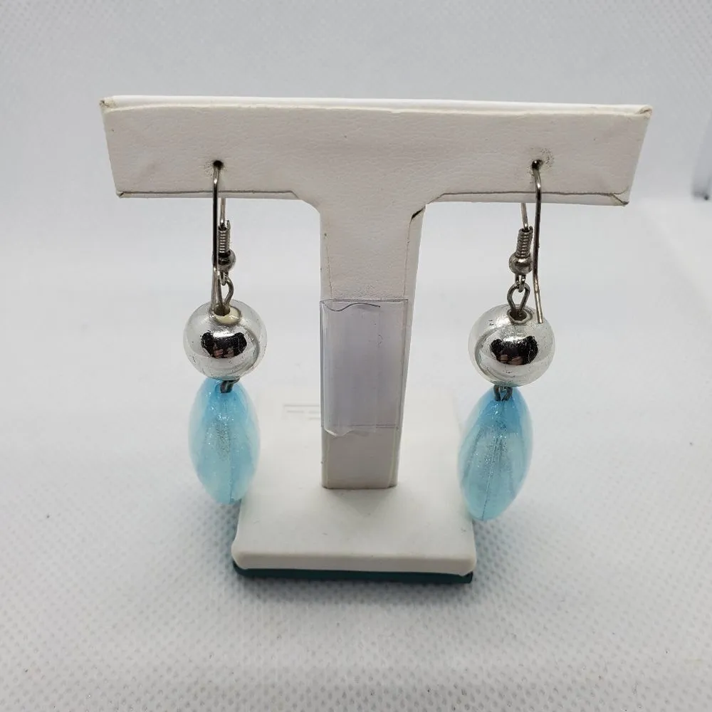 Blue, Pink, & Silver Necklace & Earrings Set Pink - Image 4