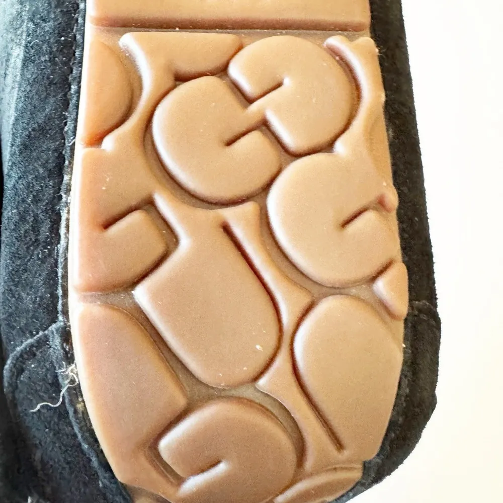 UGG Women's Size 7 Dakota Suede Leather Slipper Black Slip On Moccasins Cozy EUC - Image 8