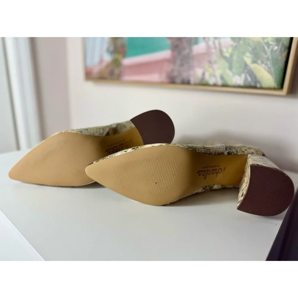 Charles David Beige Snake Faux Leather Ankle Booties Chunky Heel Sz 11 - Image 6