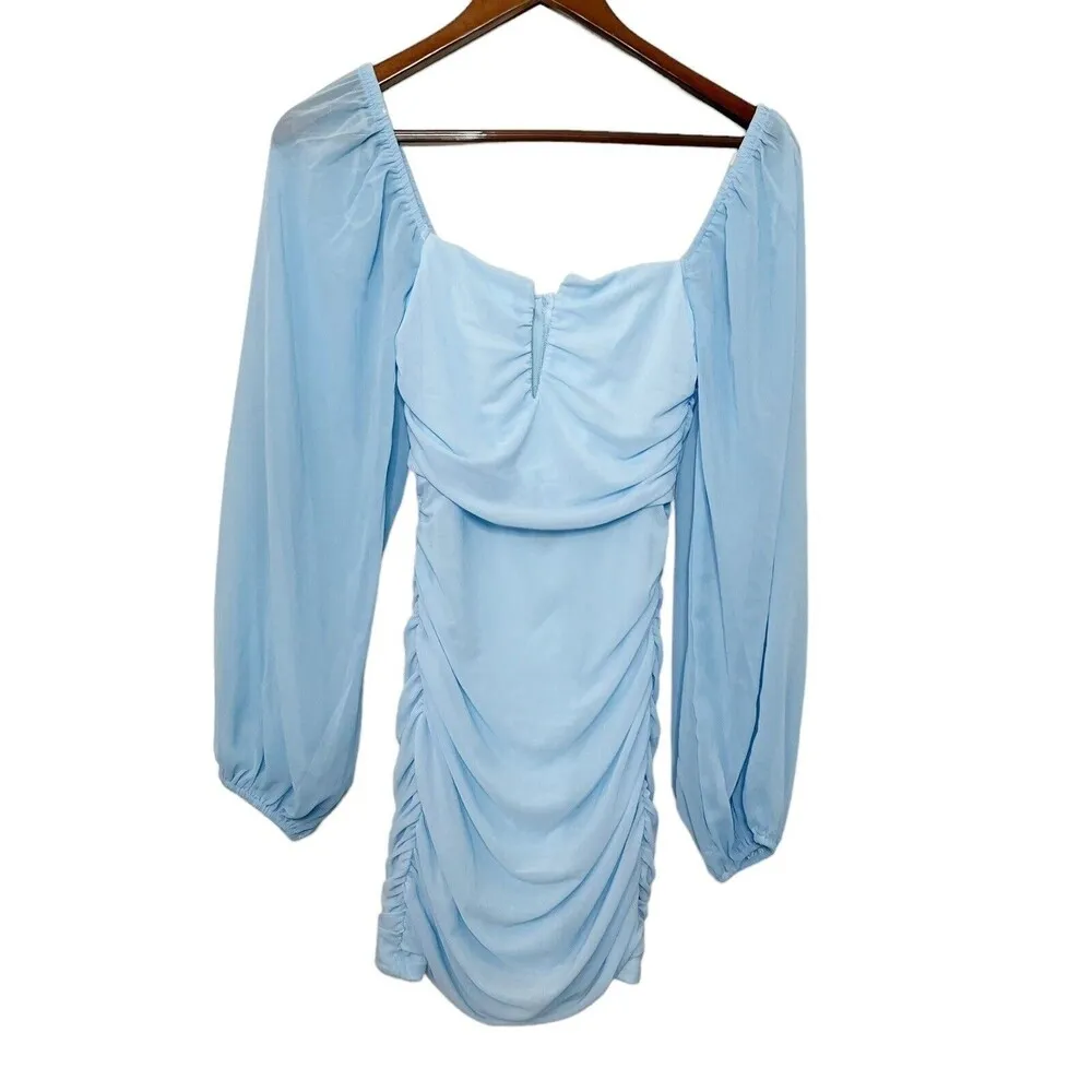 Hello Molly Tangy Bellini Mini Dress Bodycon Ruched Blue Womens Size XS - Image 2