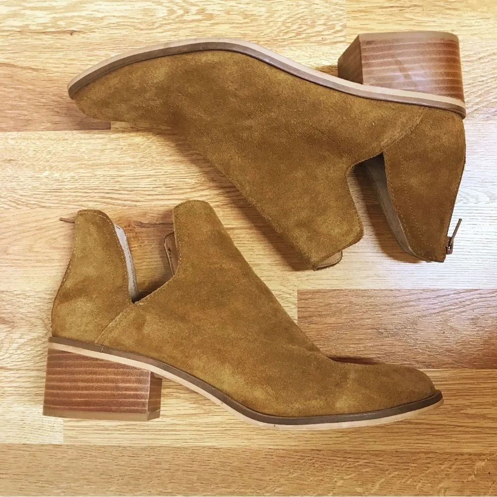 STEVE MADDEN Brown Suede Open Side Ankle Boot Bootie Chunky Heel Leather Size 10 - Image 11