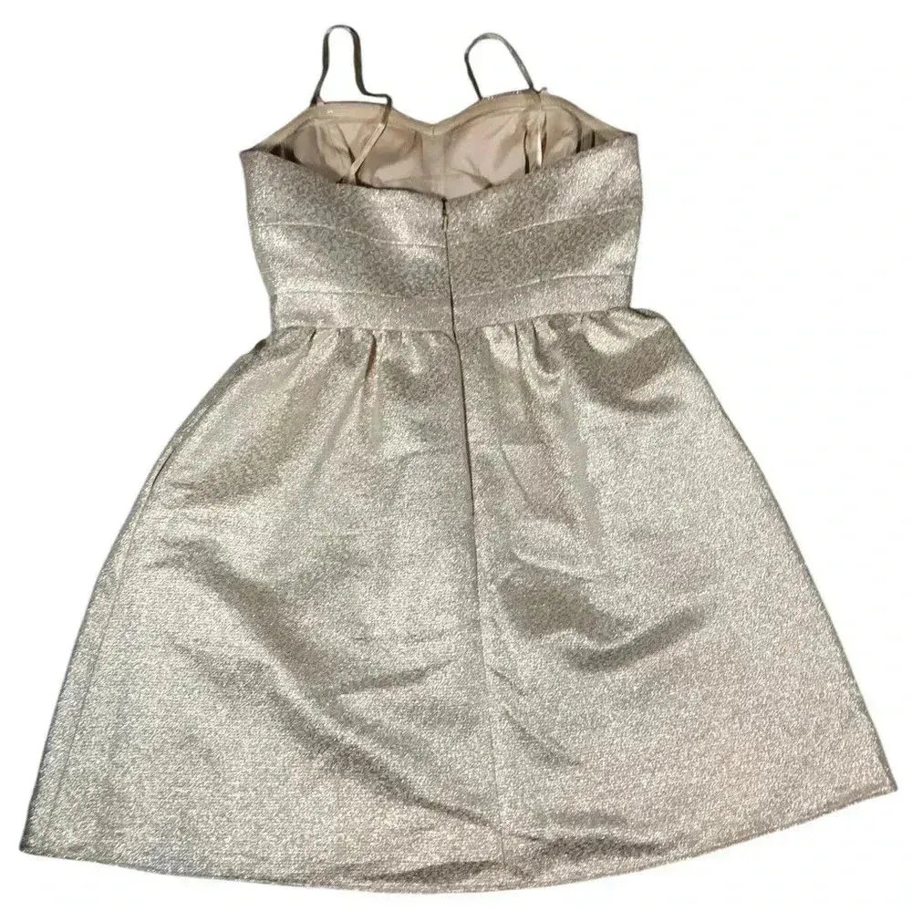 Aidan Mattox Strapless Metallic Champagne Gold Party Mini Dress Size 4 - Image 6