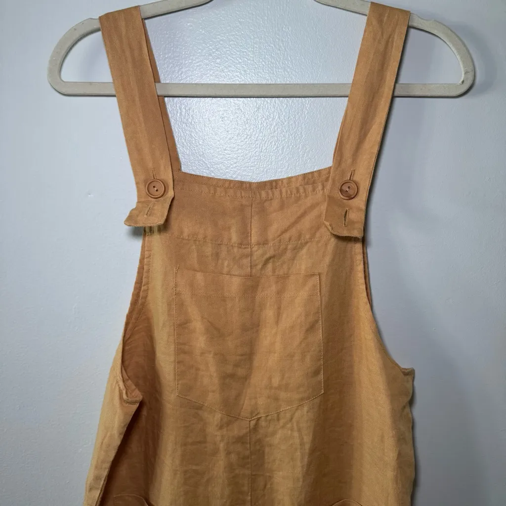 MATE The Label Maya‎ Linen Overalls Jumper Jumpsuit Apricot Peach Size M - Image 3