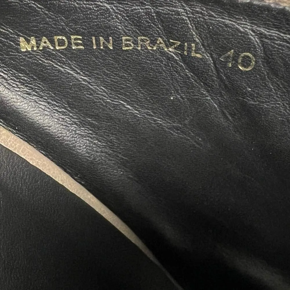 Tibi Bee Brazilian Leather Open Toe Mules Storm Gray Stacked Wood Heel Size 40 - Image 13