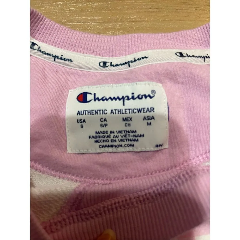 champion pink checkerboard crew neck size small - Image 3