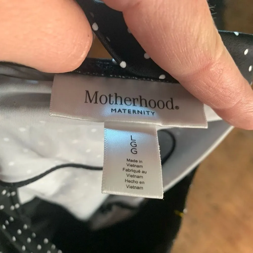 Motherhood Maternity black & white polka dot ruched side L tankini top - Image 3
