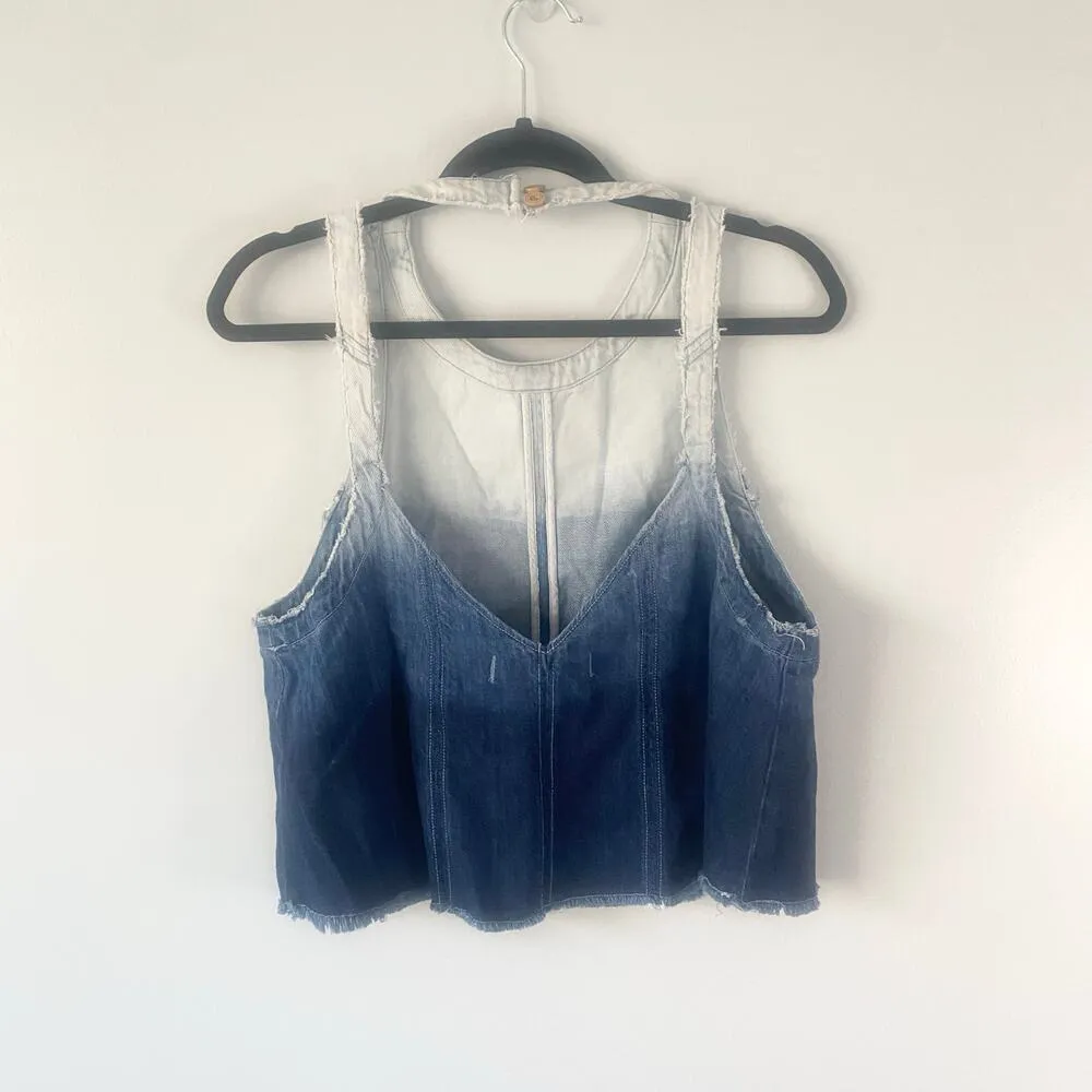 Free People We The Free‎ People Call on Me Ombre Denim Crop Top Size Small - Image 2