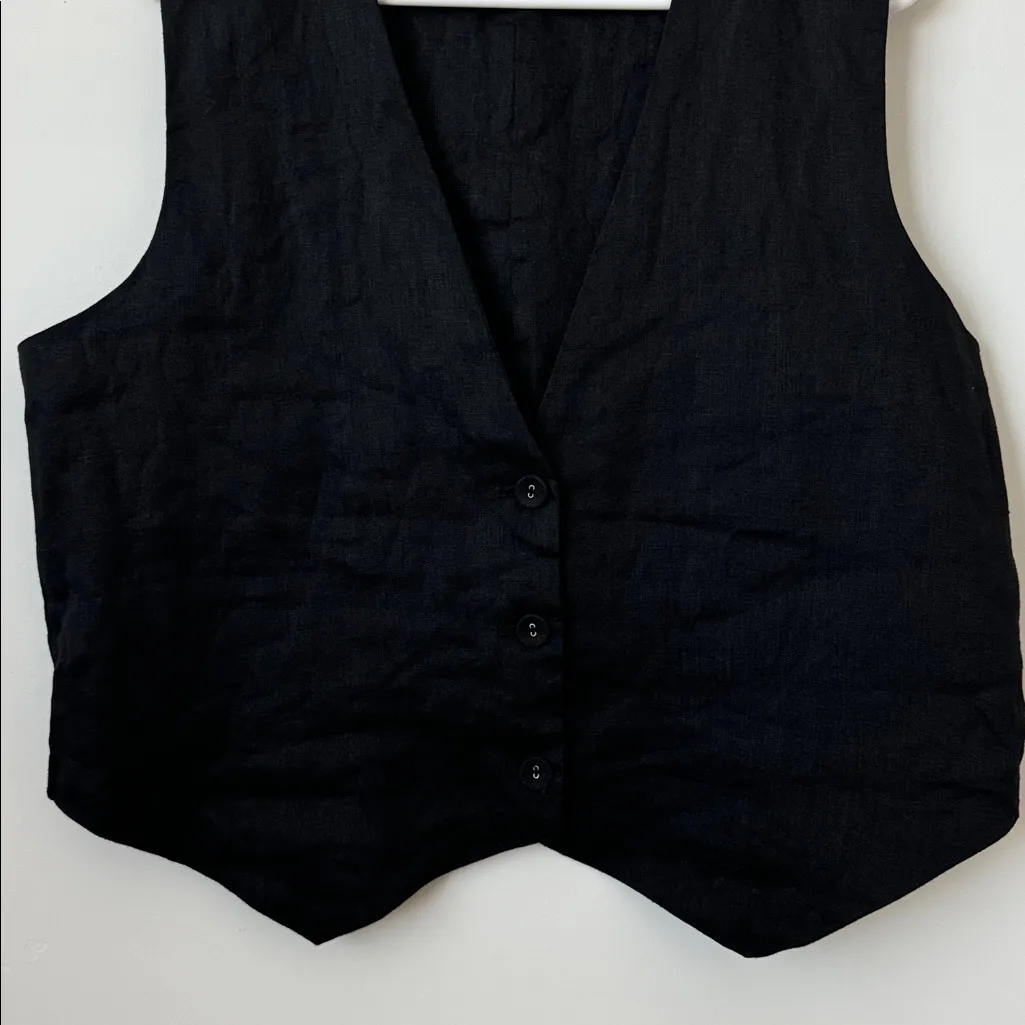 DISSH Black linen vest Size: 12 - Image 3