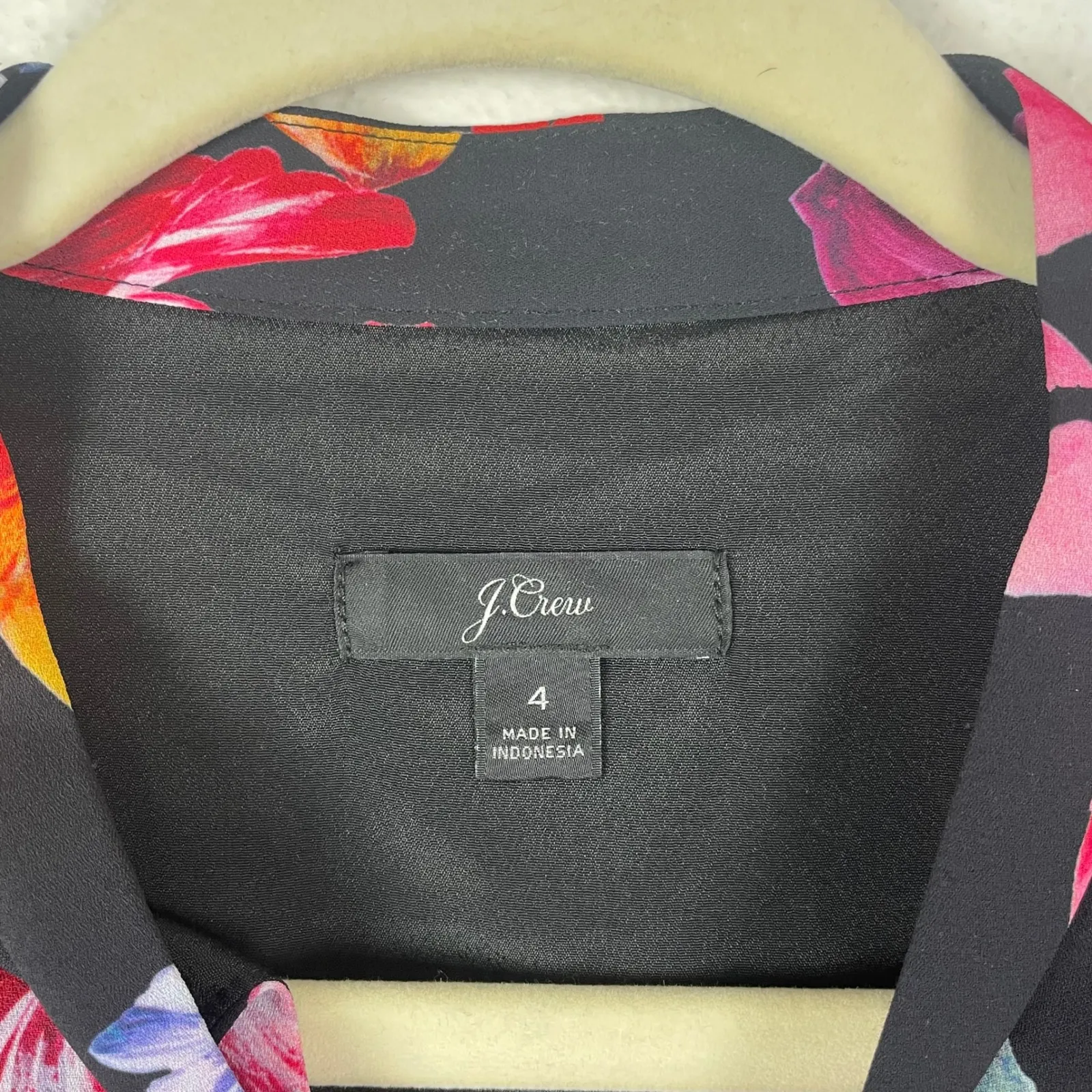 J. Crew Floral Midi‎ Dress Long Sleeve Women's Size 4 Tie Waist Midnight Dutch - Image 3