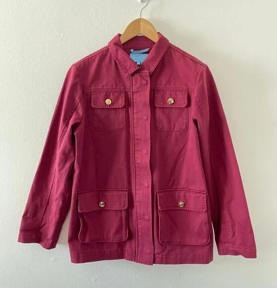 Draper James Jacket Small Burgundy Red Barn Chore Coat Utility Twill Equestrian - Image 1