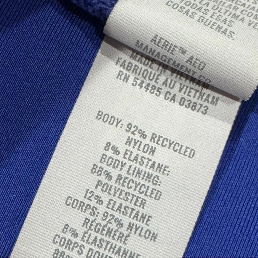 Aerie High Cut Cheeky Bikini Bottoms Blue Women’s Large - Image 2