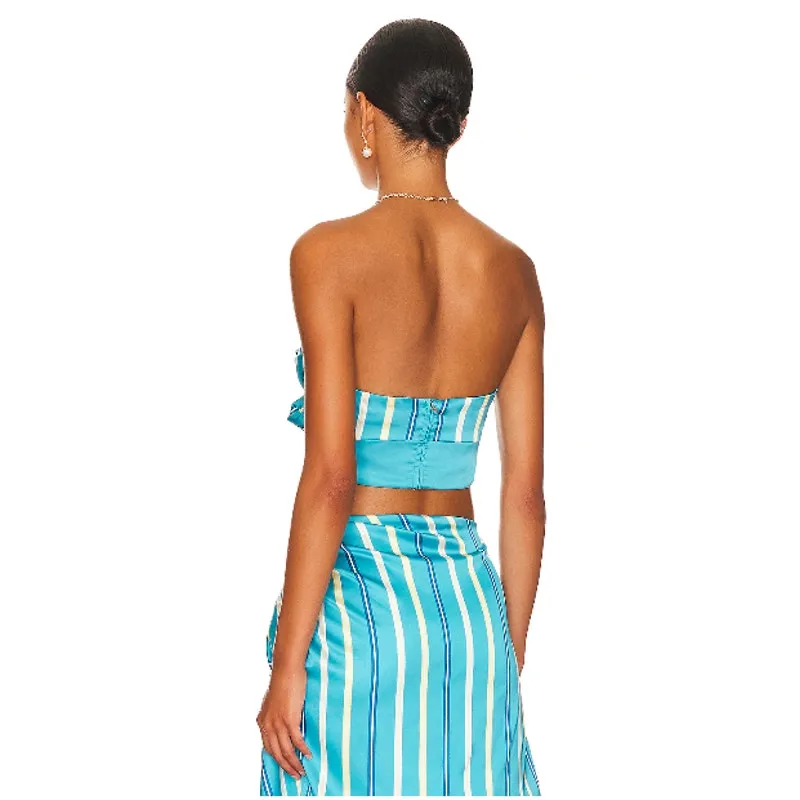 Atoir Tied Up Crop Top in‎ Bahama Stripe Size Small Blue - Image 5