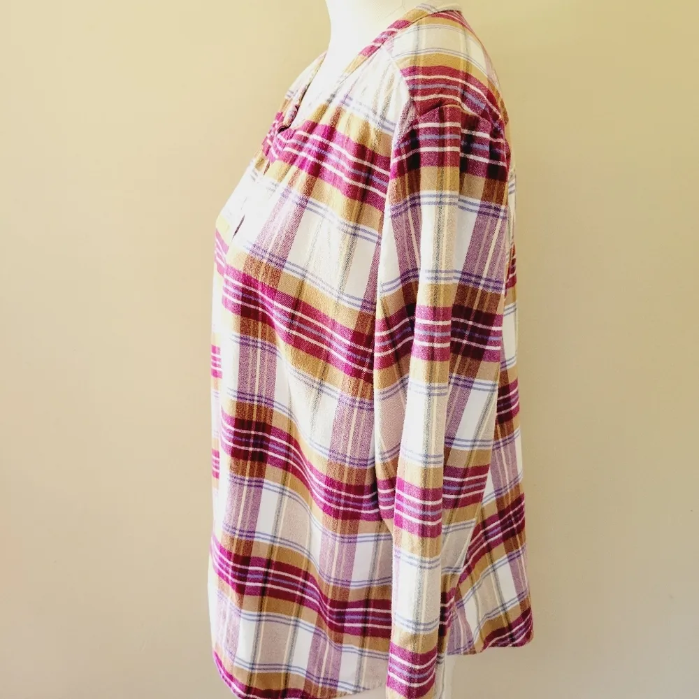 L.L. Bean colorful plaid flannel button down size xlp - Image 4