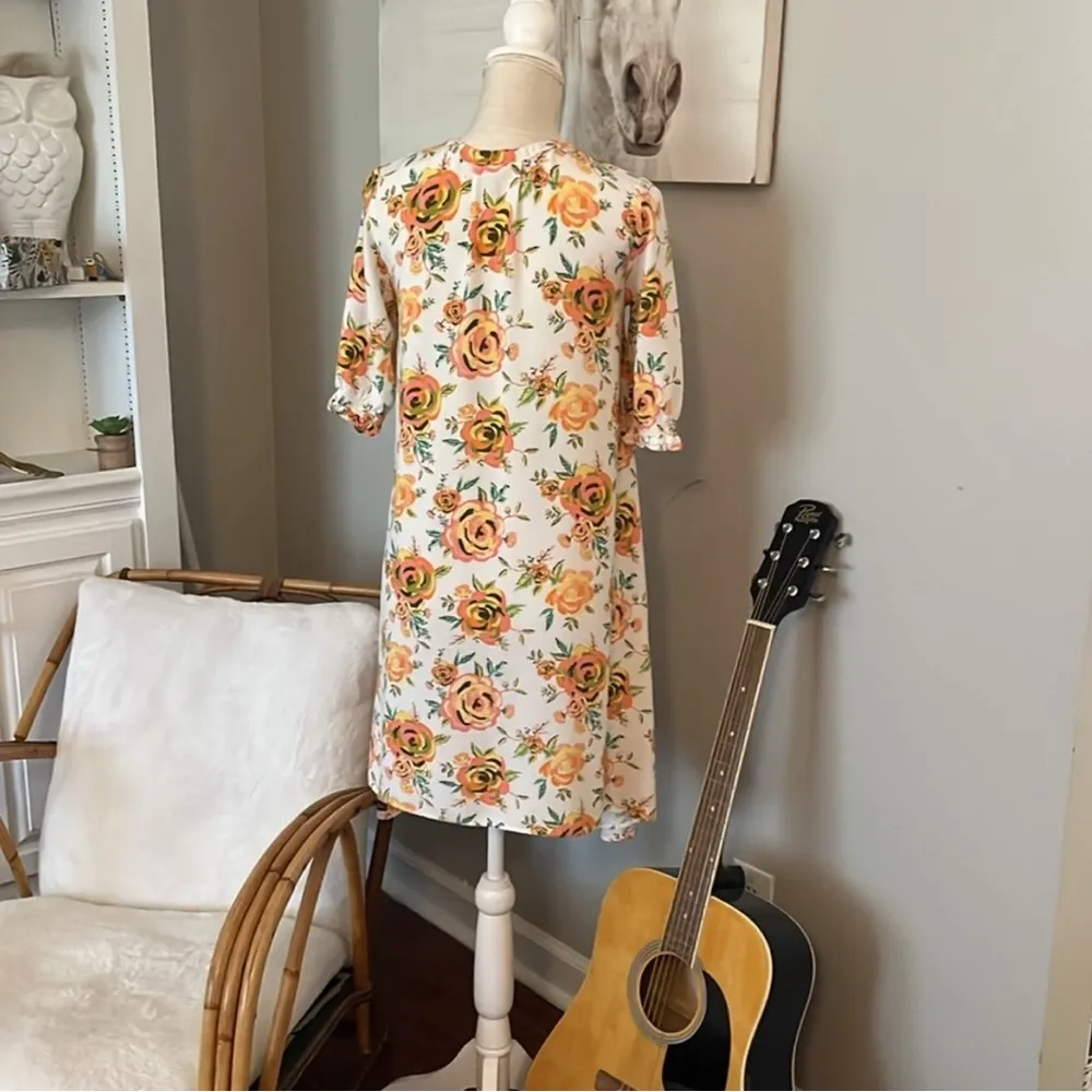 MATILDA JANE Sunday Best Boho Rose Floral Keyhole Ruffle Dress Size S - Image 3