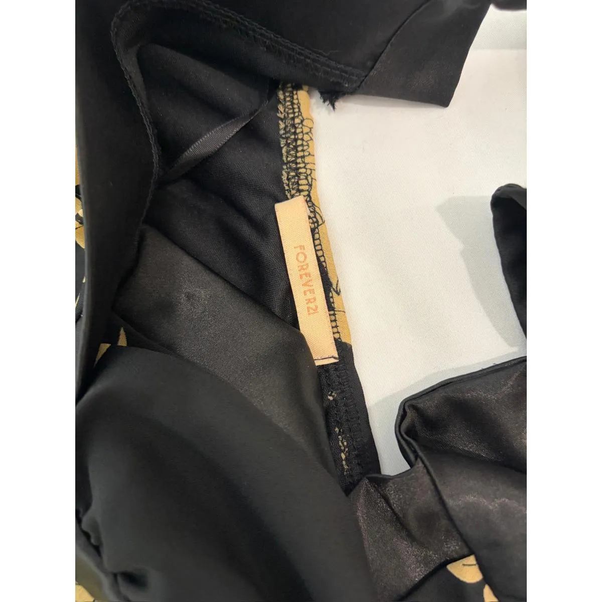 Vintage Tan Black Floral Halter Ruffle Dress - Image 8