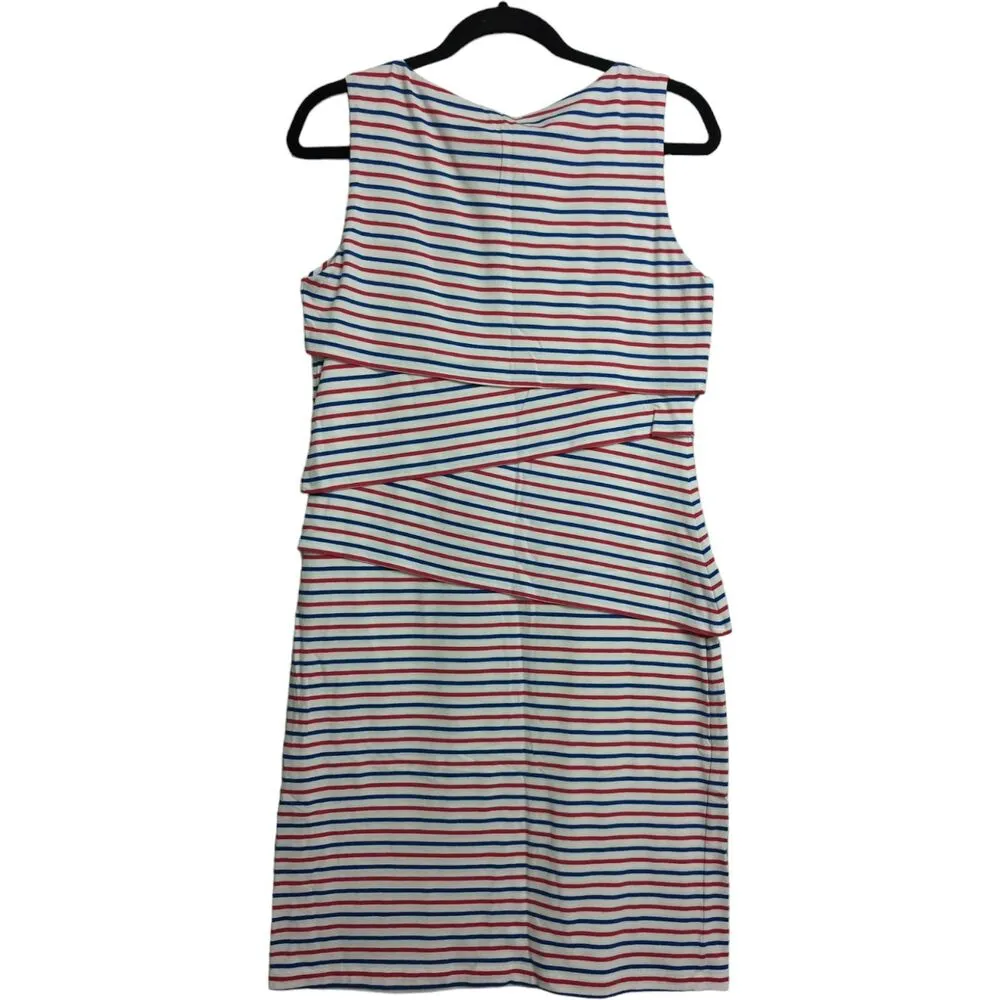 J McLaughlin Red Blue White Striped Sleeveless Nicola Tiered Dress Size M - Image 4