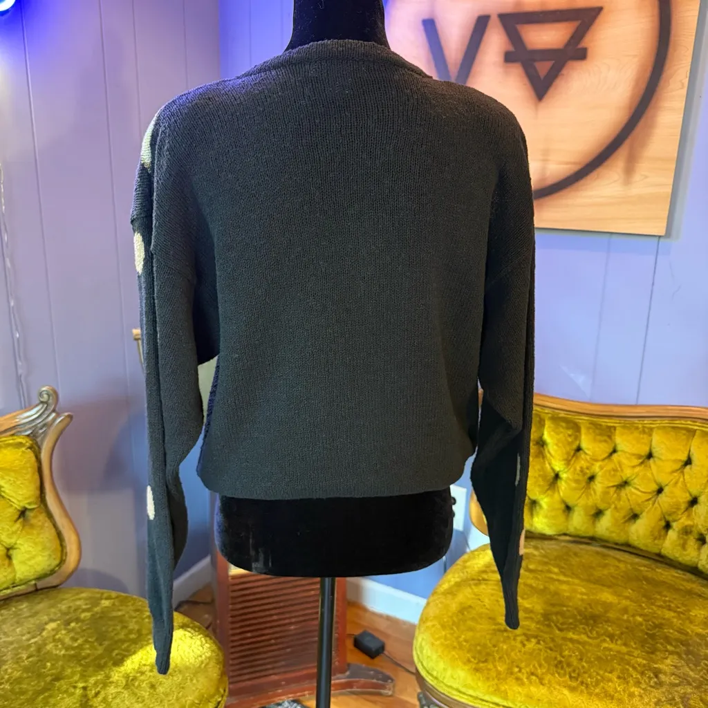 Vintage 80s/90s Adele Joyce Polka Dot Kitty Cat Sweater Size M Black Size M - Image 6