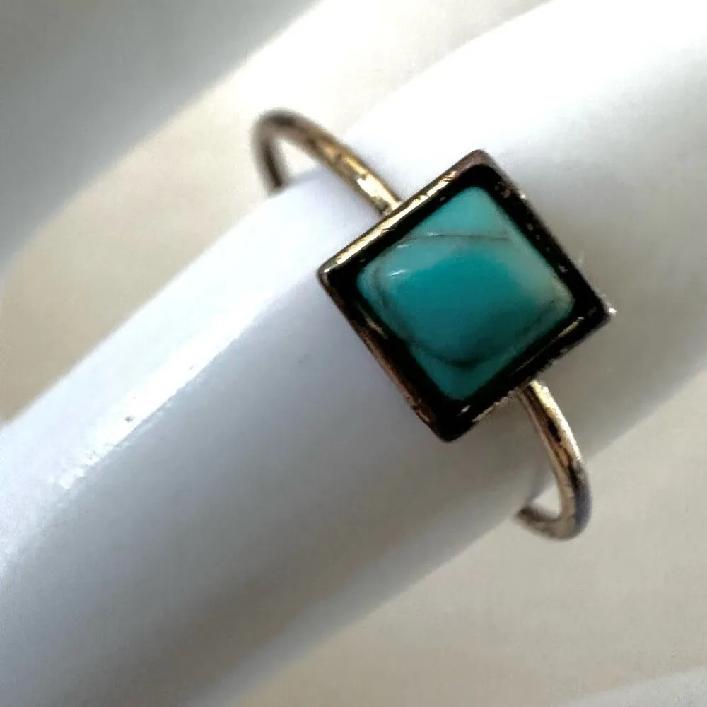Turquoise blue square dainty ring - Image 2