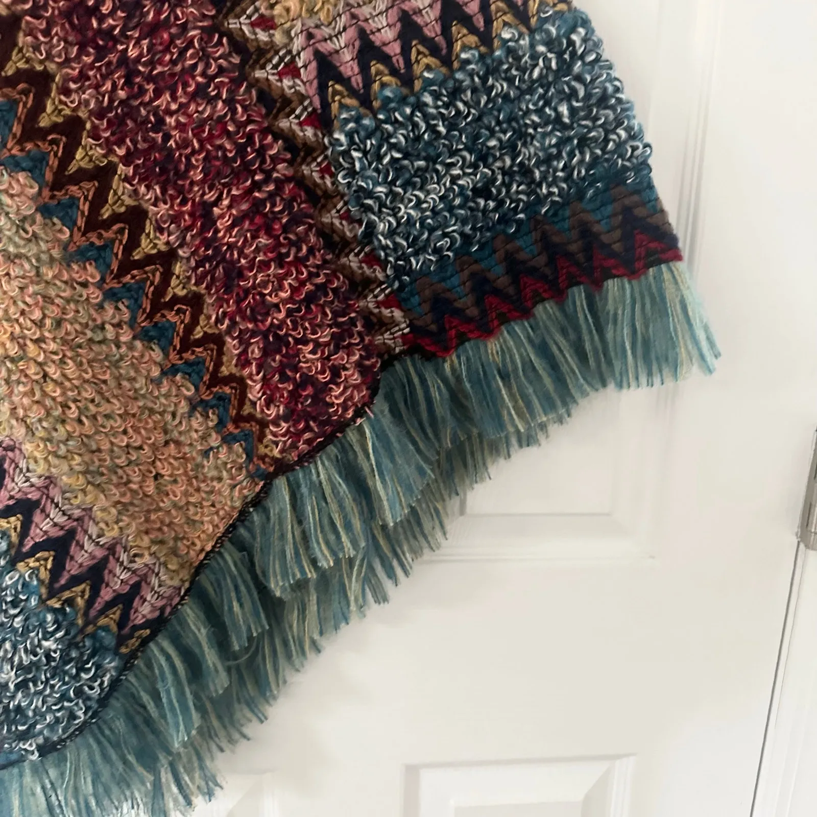 Coldwater Creek NWT 22239 Pullover Fringe Zig Zag Open Knit Poncho One Size - Image 7