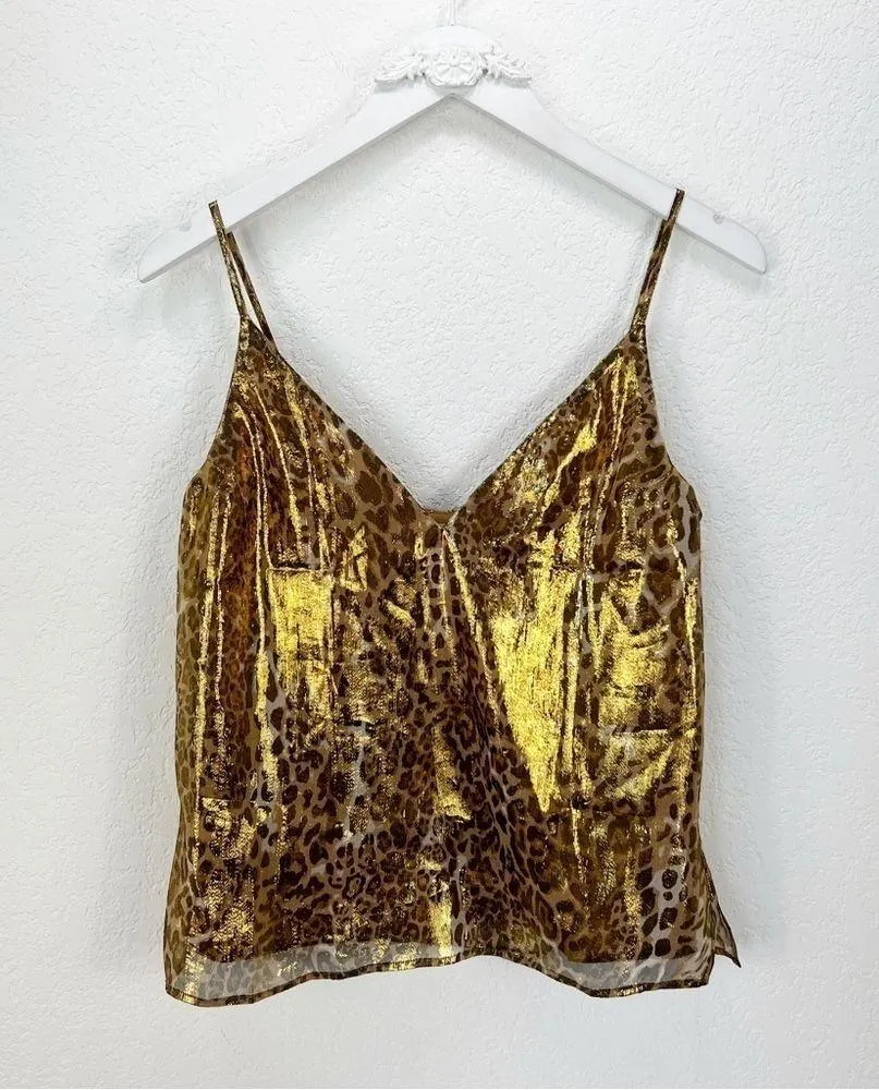 Cami NYC The Olivia Metallic Gold Silk Blend Camisole Tank Top Animal XS NWT - Image 3
