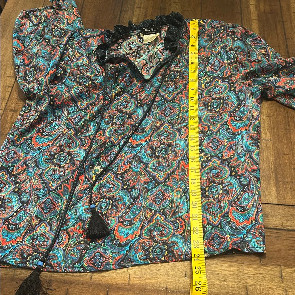 Vintage Diane Freis Paisley Top & Skirt Set Boho 80s One Size 100% Polyester Blue - Image 15