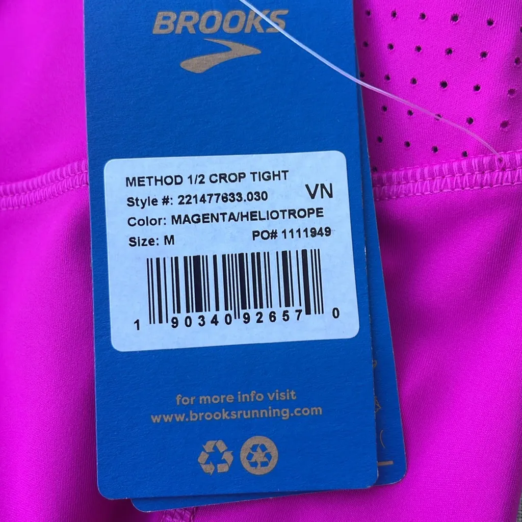 Brooks Method 1/2 crop tight leggings fuchsia pink size medium NEW - Image 6