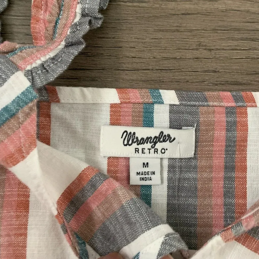 Wrangler Women's 100% Cotton Retro Punchy Peplum Tank Top Size M - Stripes - NWT - Image 11