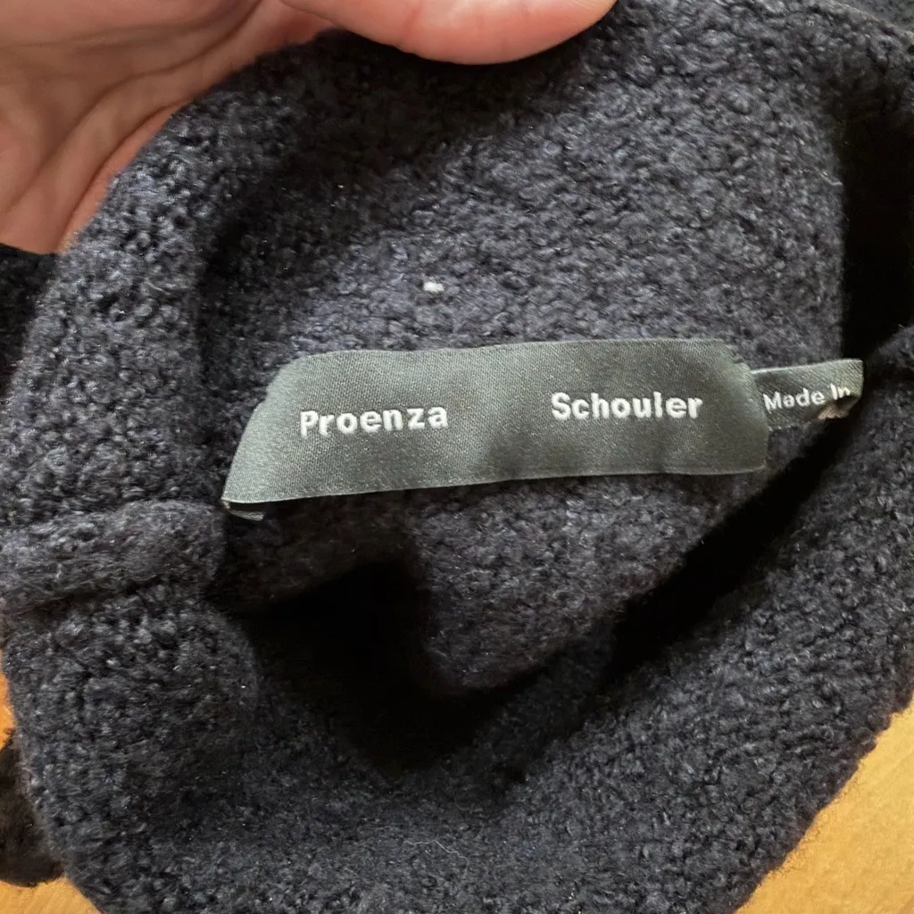 Proenza Schouler Fuzzy Boucle Asymmetric Black Sweater - Image 4