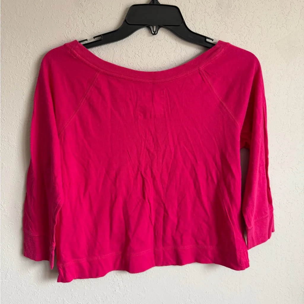 Hollister Hot Pink Half Sleeve Scoop Neck Cropped Blouse Womens XS Barbiecore - Image 6