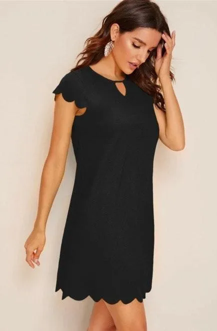 Black Keyhole neck scallop trim tunic dress SZ xs - Image 4
