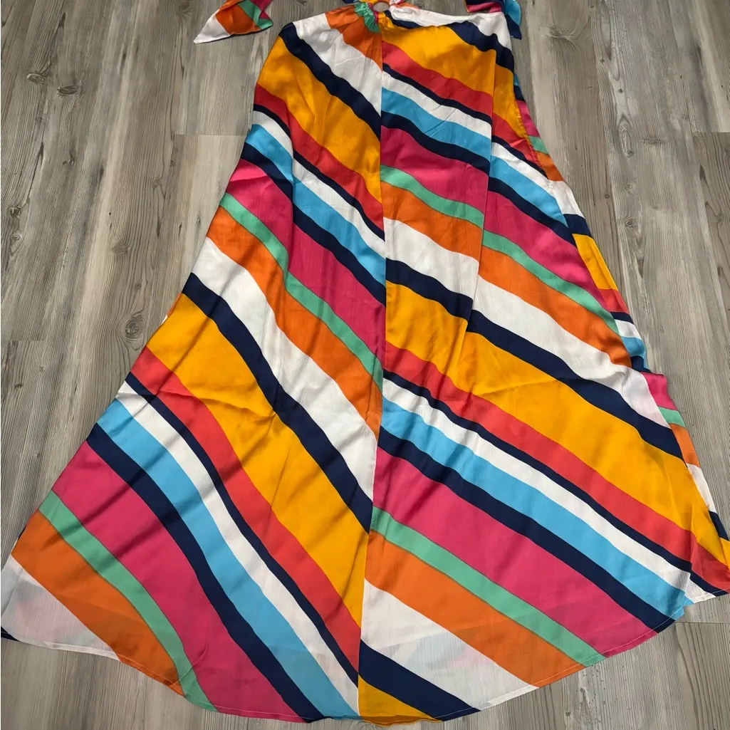 The Drop NWT Shanna Colorful Striped Maxi Dress Orange Size L - Image 7